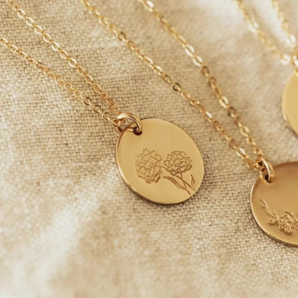 October Marigold Flower Cute Simple Charm Necklace